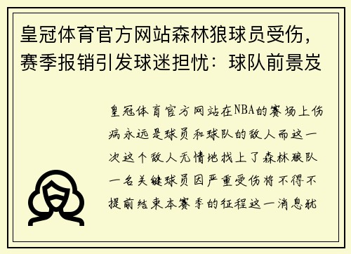 皇冠体育官方网站森林狼球员受伤，赛季报销引发球迷担忧：球队前景岌岌可危 - 副本